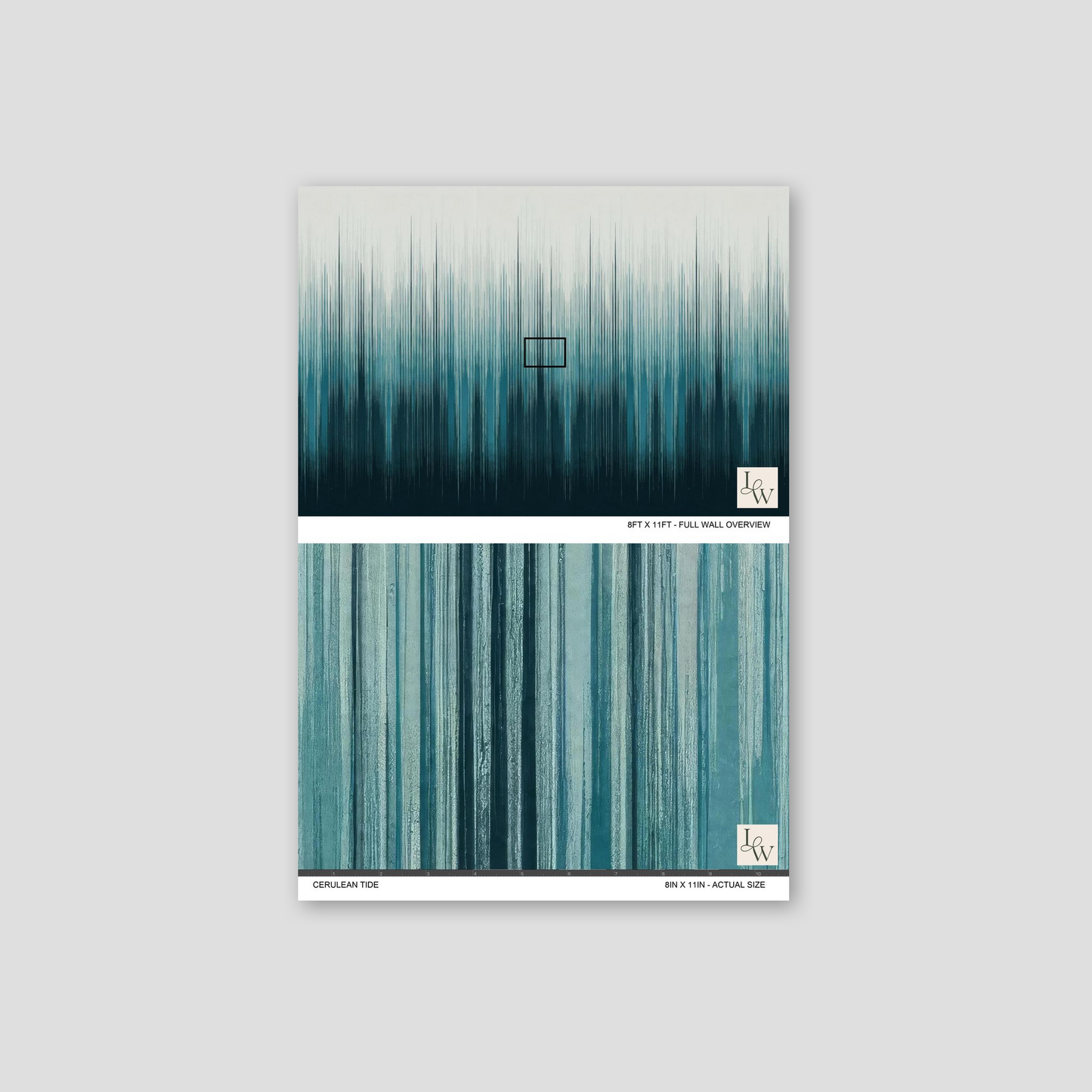 Cerulean Tide wallpaper with teal and navy vertical gradient stripes.