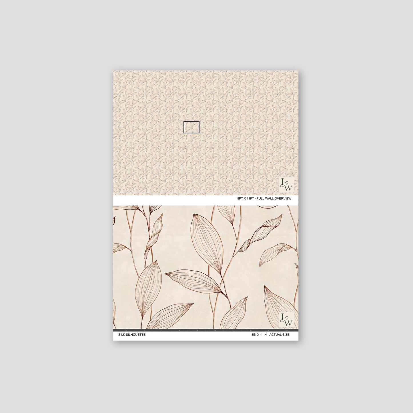 Sepia botanical wallpaper with cream backdrop, elegant leaf pattern.