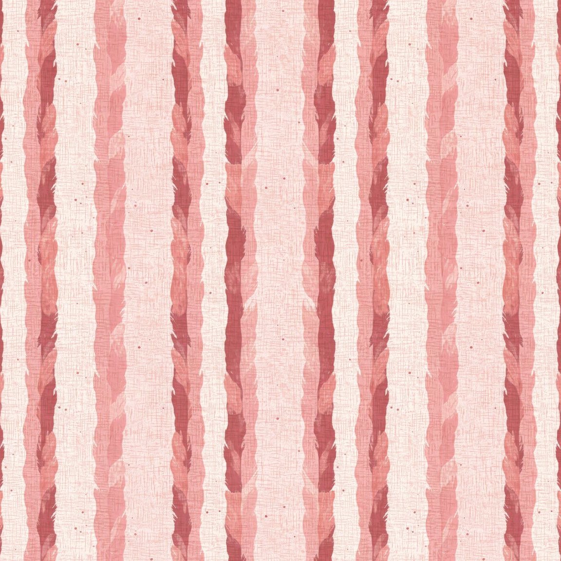 Blush and rose feather striped wallpaper with delicate textures