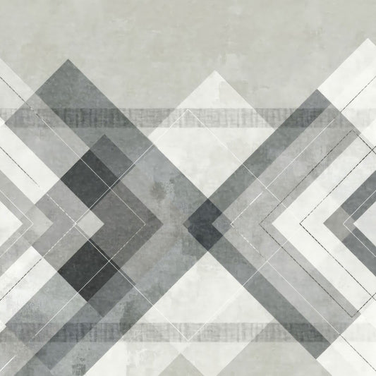 Chevron wallpaper with geometric diamond pattern in grey and white tones