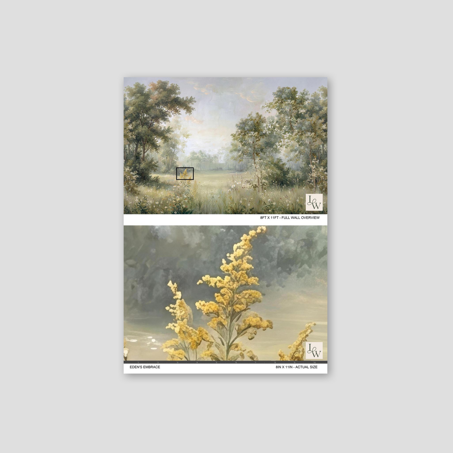 Eden's Embrace wallpaper with serene woodland scene and soft pastel hues.