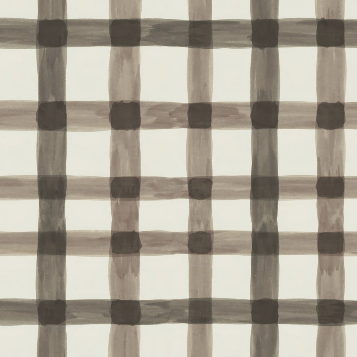 Latticed Autumn plaid wallpaper with muted browns and creams in a geometric pattern.