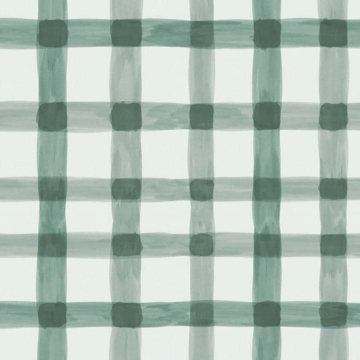 Latticed Sage wallpaper with soft green and white watercolor grid pattern