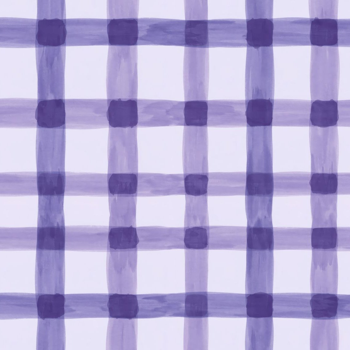 Lilac and violet plaid wallpaper with watercolor brushstrokes.